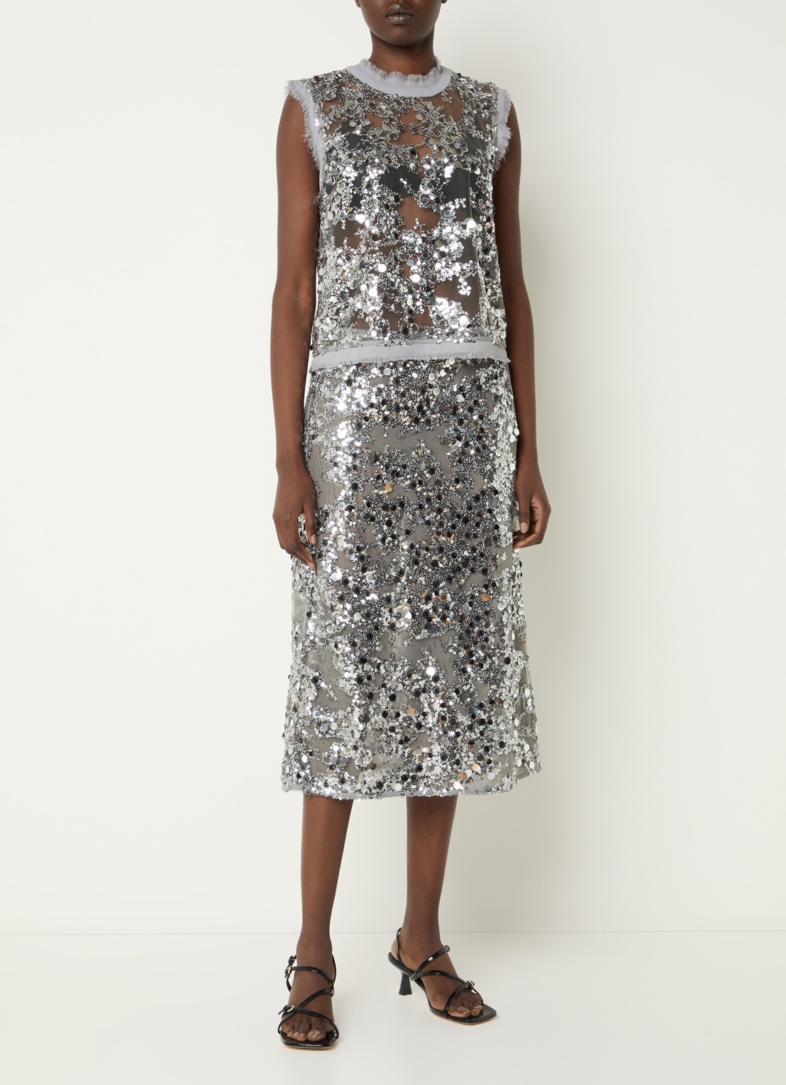Baum und Pferdgarten Shania midi rok met pailletten en strass - voorkant 2 grijs