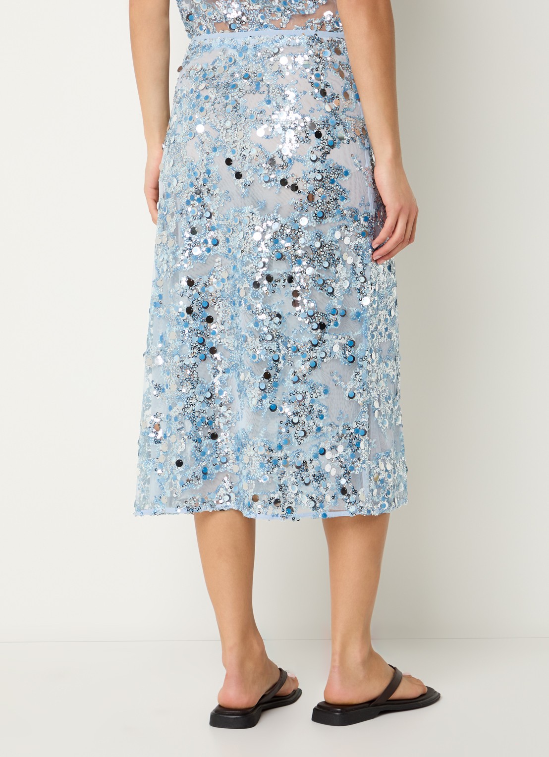 Baum und Pferdgarten Shania midi rok van mesh met pailletten - achterkant 3 lichtblauw
