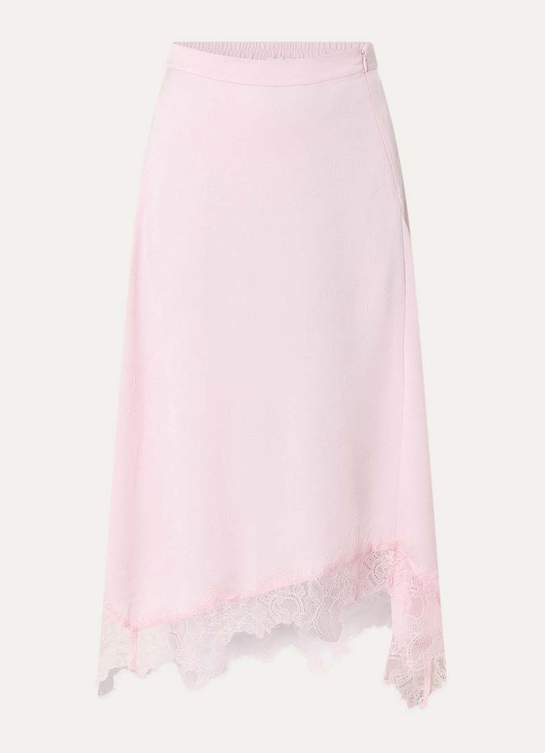 Baum und Pferdgarten Sophie midi rok van satijn met asymmetrische zoom en details van kant - voorkant 2 lichtroze