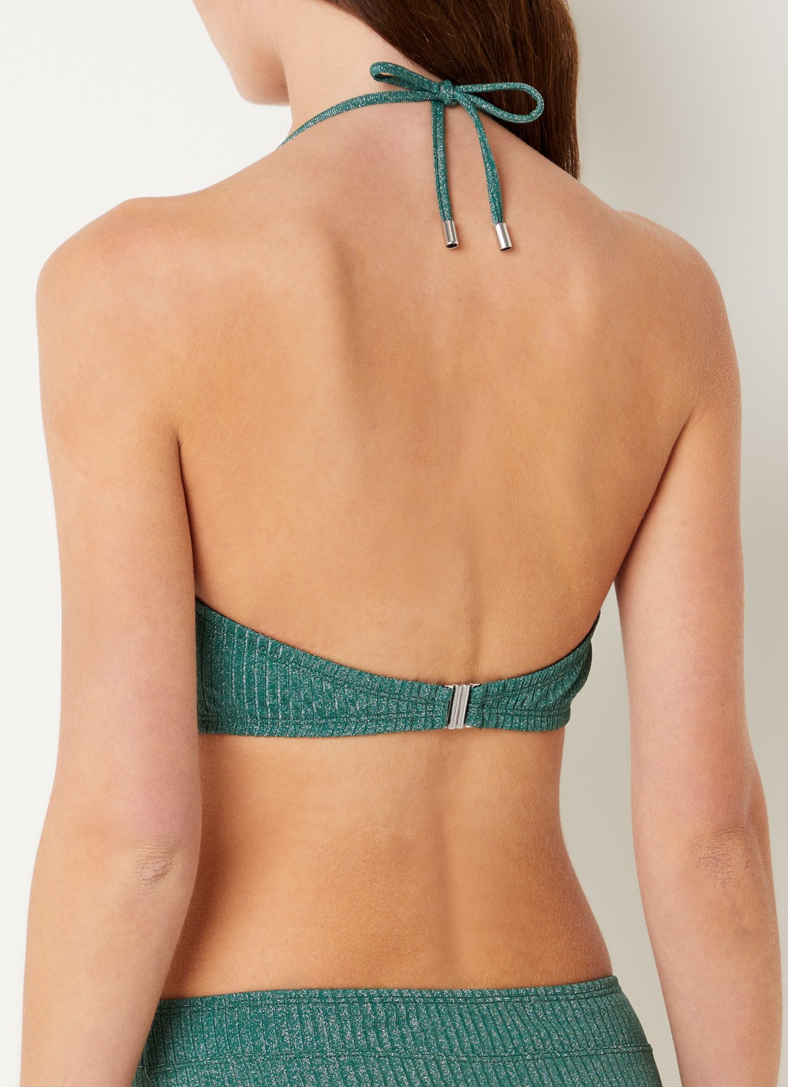 Beachlife Bandeau bikinitop met lurex - achterkant 2 groen