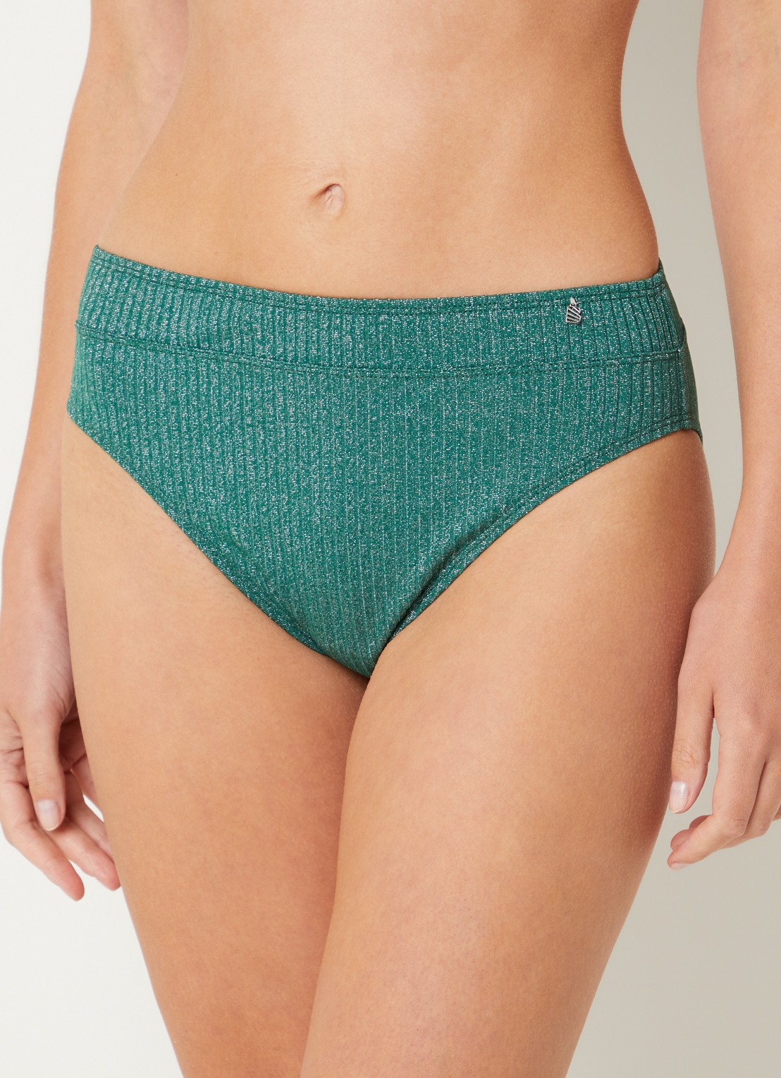 Beachlife High waisted bikinislip met lurex - voorkant 5 groen