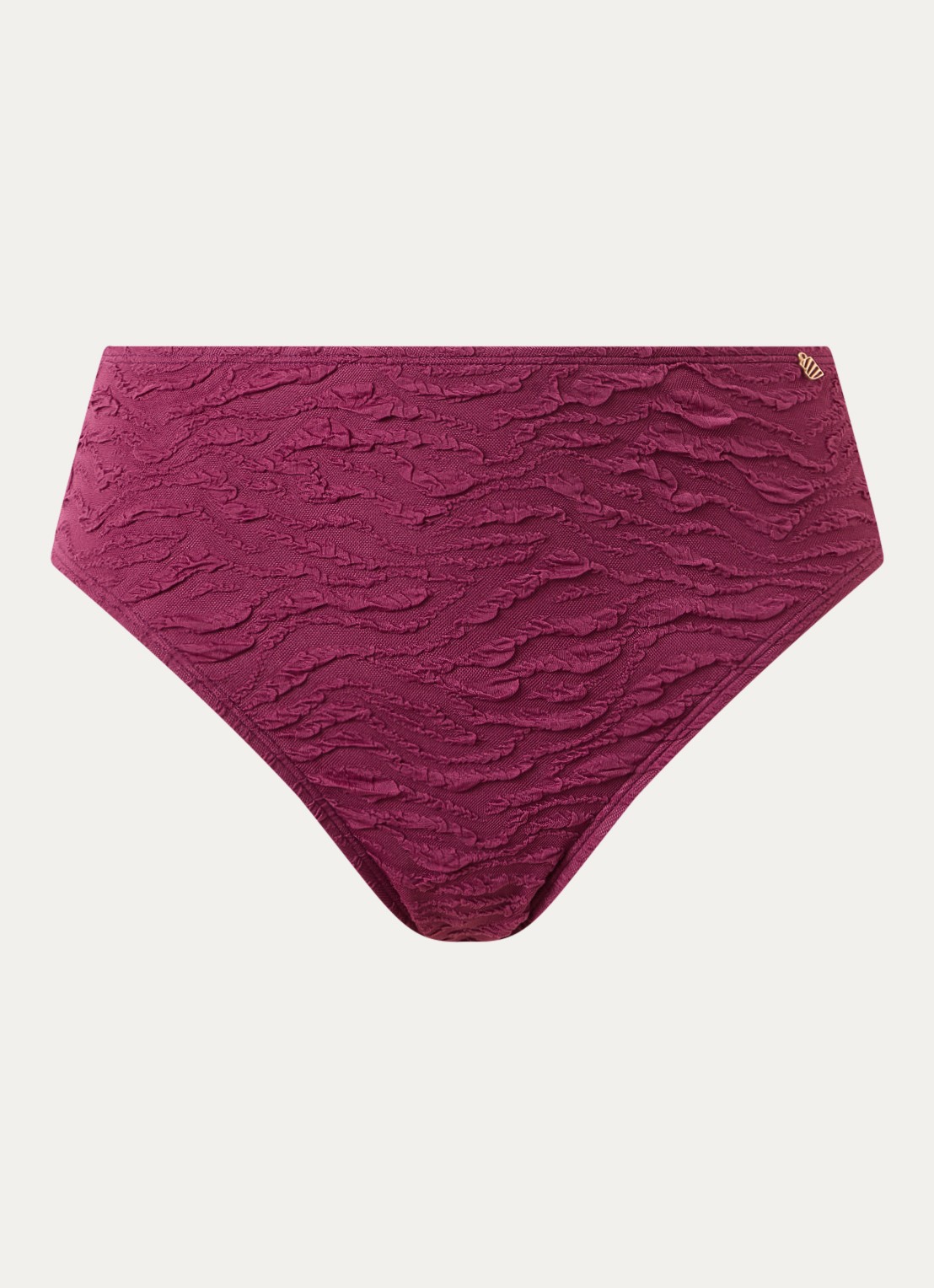 Beachlife High waisted bikinislip met structuur - voorkant 4 aubergine