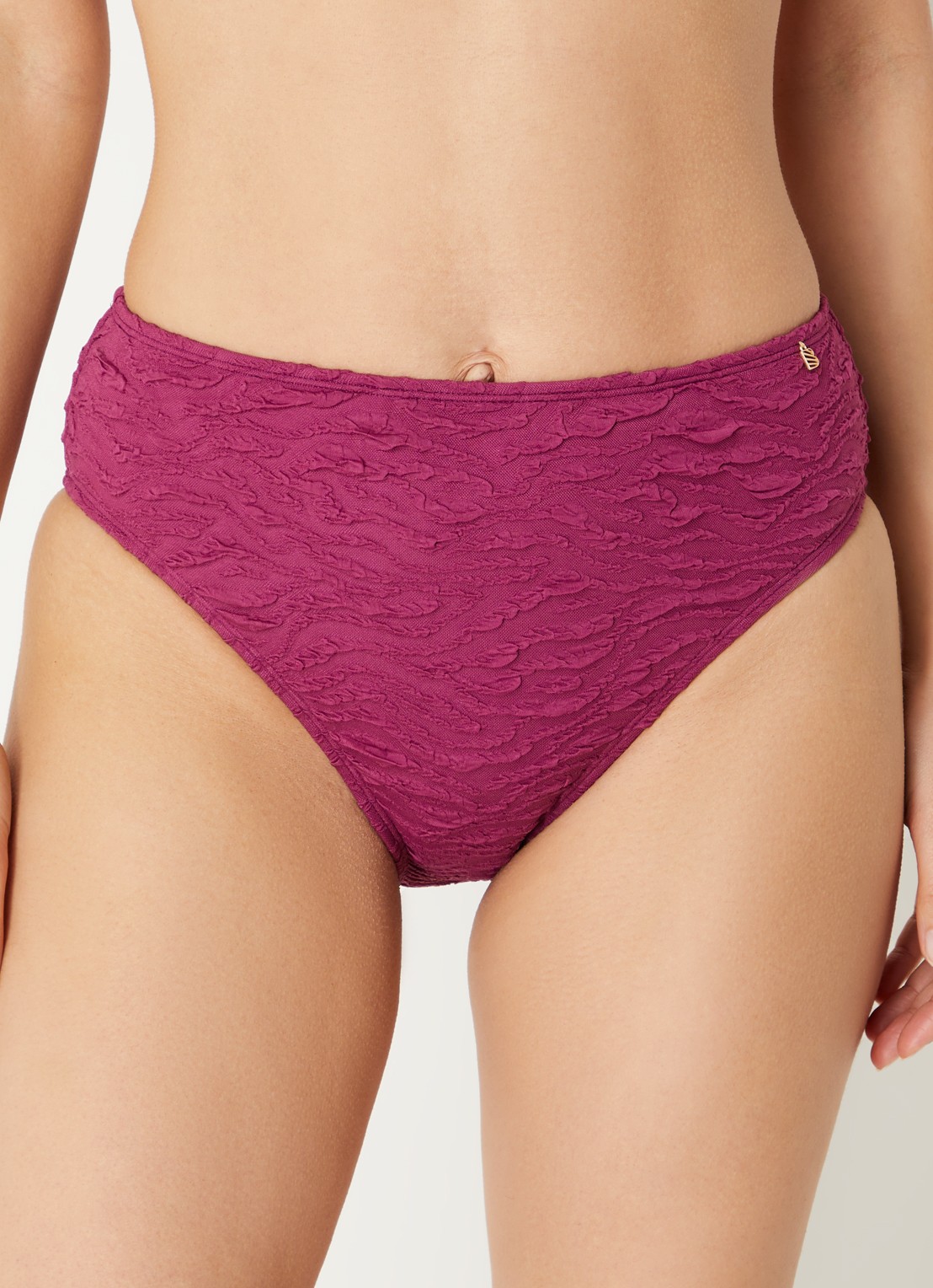 Beachlife High waisted bikinislip met structuur - voorkant 5 aubergine