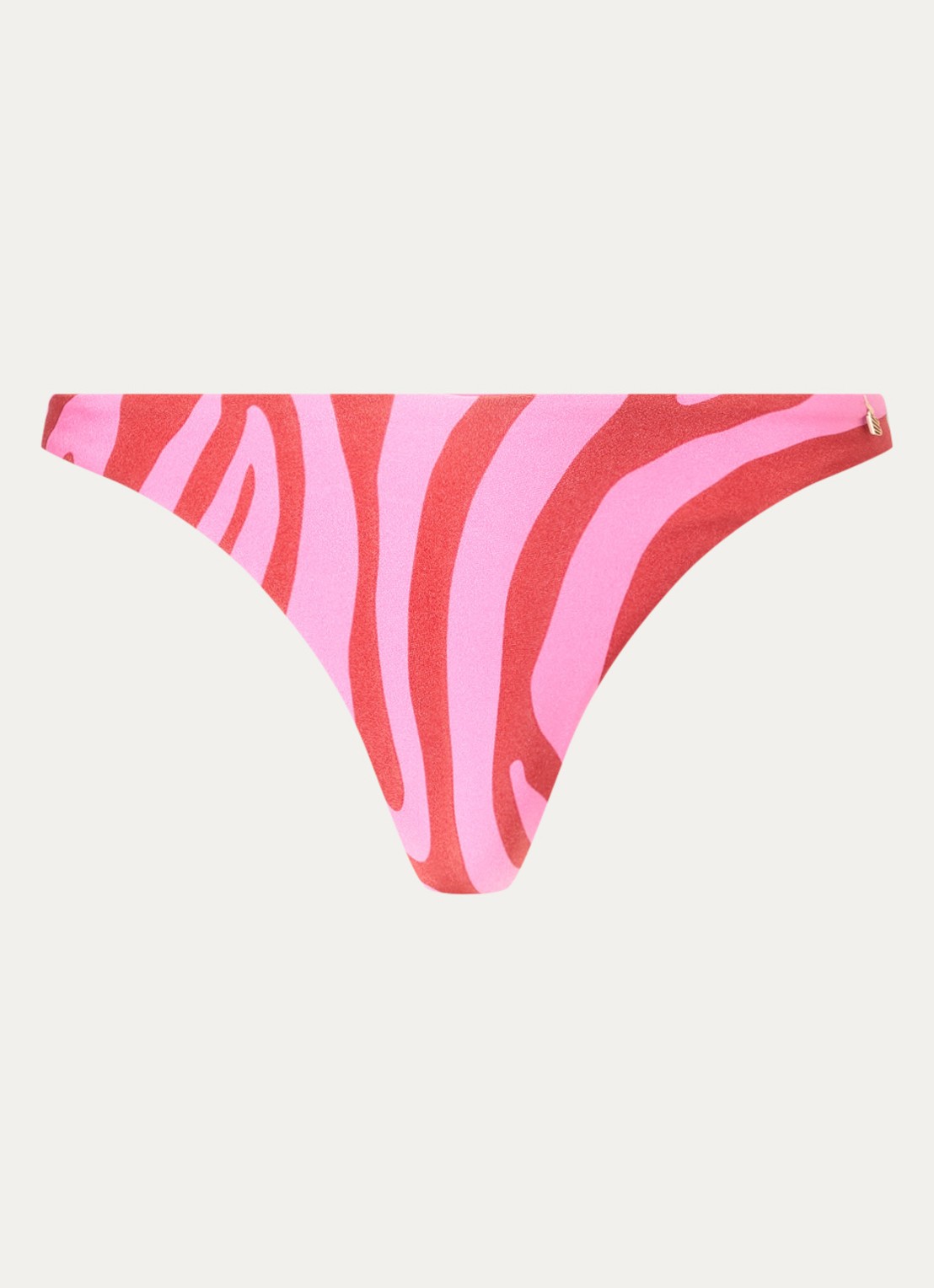 Beachlife High waisted bikinislip met zebraprint - voorkant roze