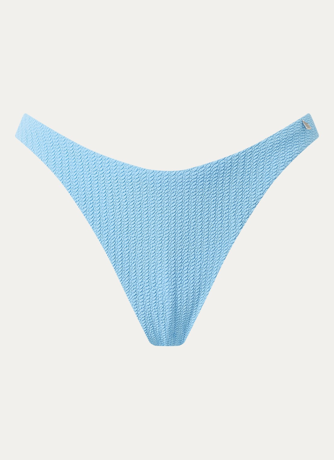 Beachlife High waisted brazilian bikinislip met structuur - voorkant lichtblauw