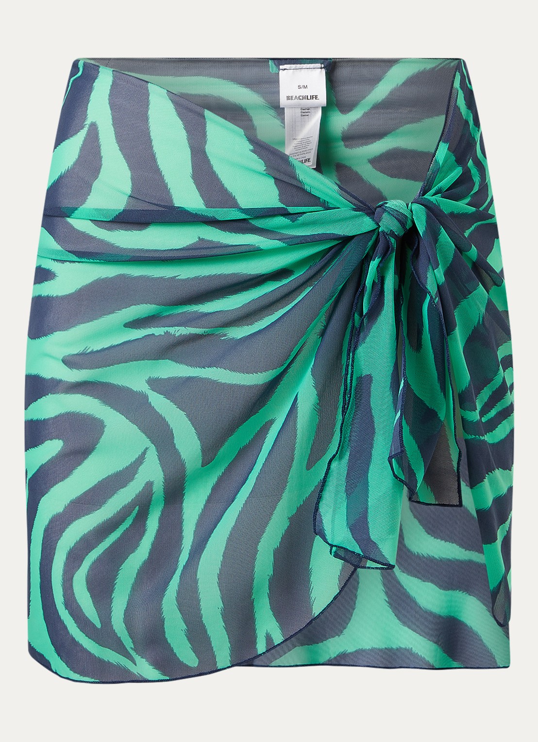 Beachlife Pareo mini strandrok met print 100 x 45 cm - voorkant groen