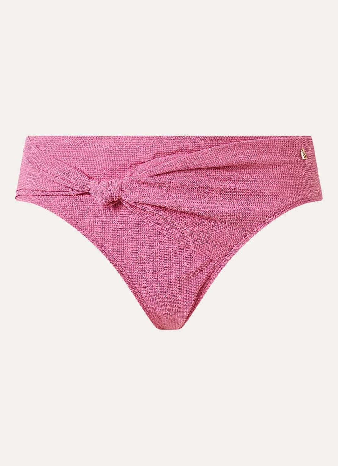 Beachlife Pink Shimmer hipster bikinislip met lurex - voorkant lichtroze