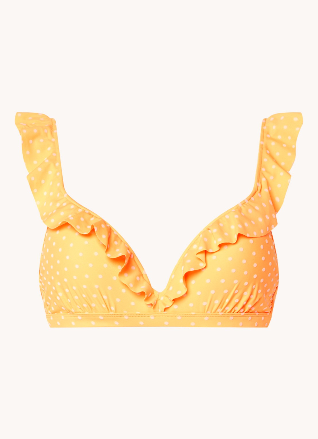 Beachlife Velvet Dot voorgevormde bikinitop met ruches en structuur - voorkant 3 orange