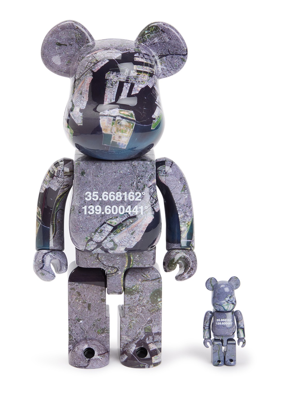 Bearbrick Bearbrick 100% & 400% Benjamin Grant Overview Tokyo set van 2 - voorkant grijs
