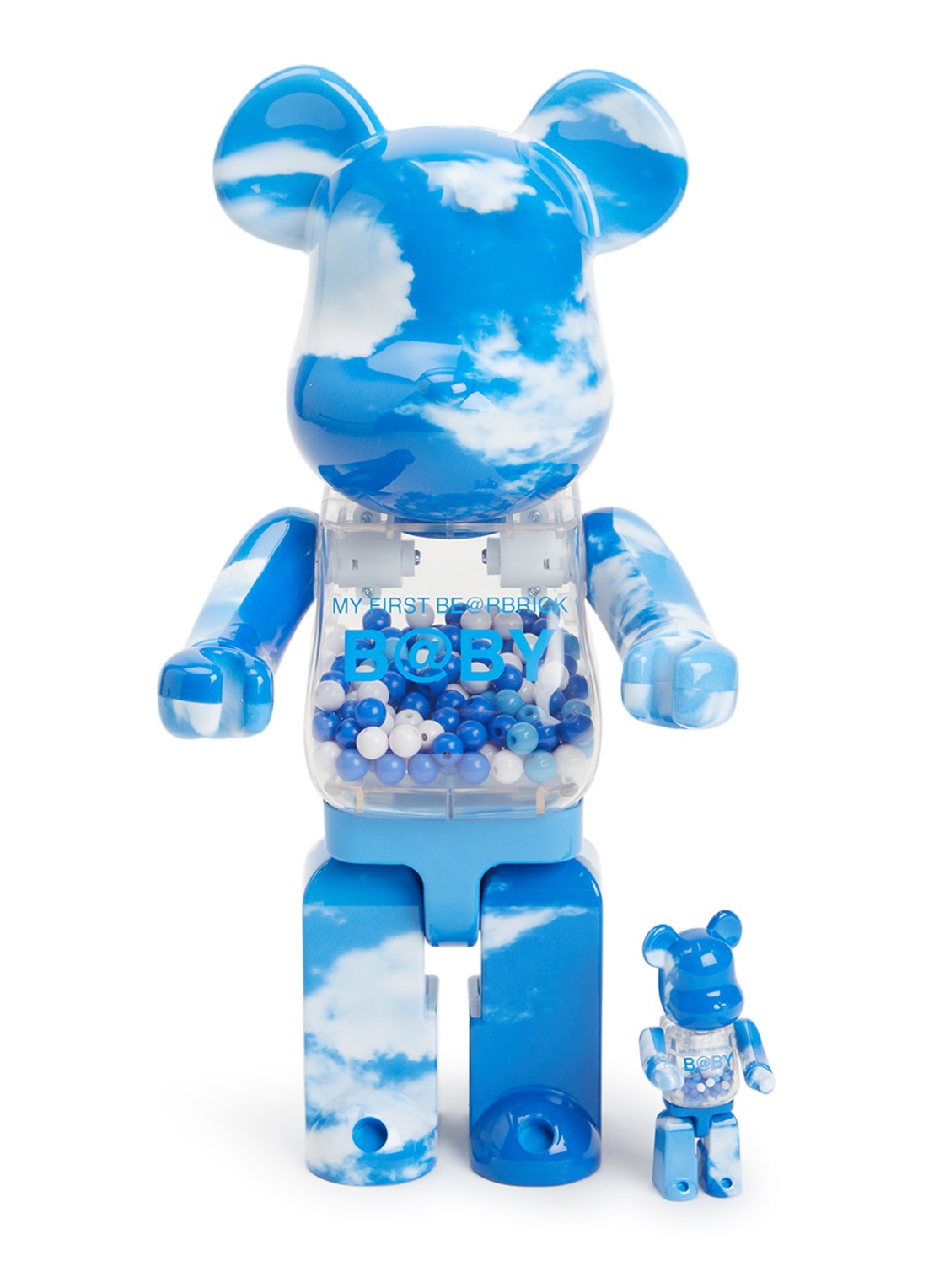Bearbrick Bearbrick 100% & 400% My First Baby Blue Sky set van 2 - voorkant blauw