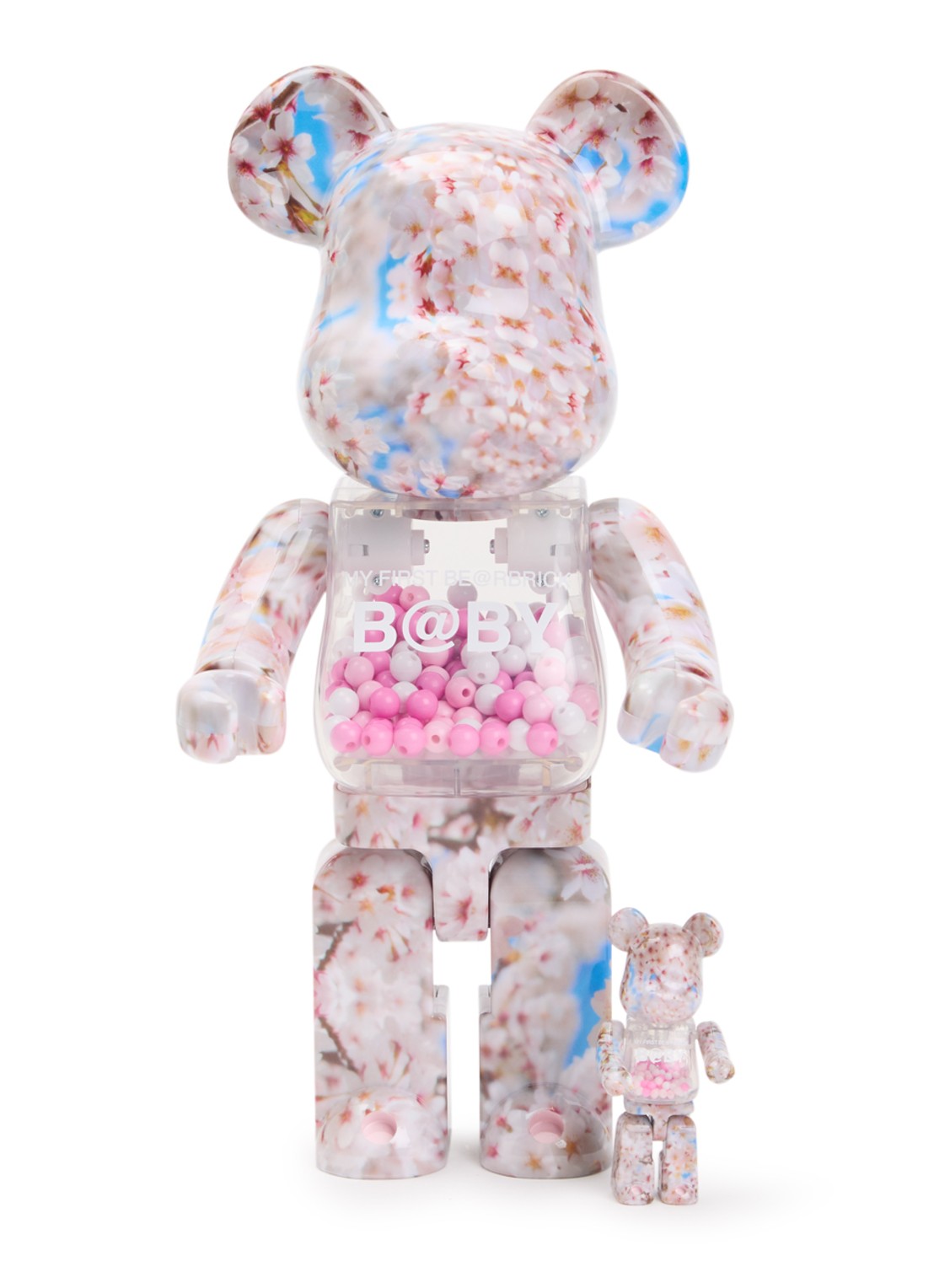 Bearbrick Bearbrick 100% & 400% My First Baby Sakura set van 2 - voorkant lichtroze
