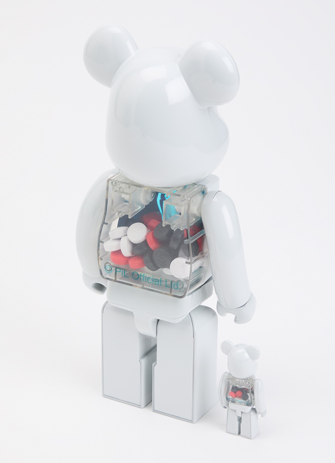 Bearbrick Bearbrick 100% & 400% PiL Chrome Version set van 2 - voorkant 2 wit