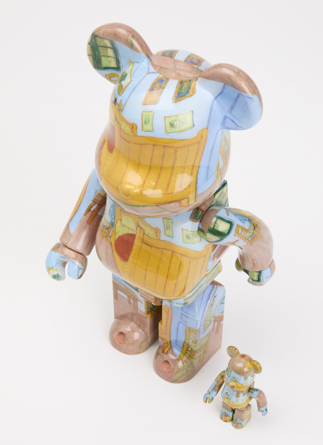 Bearbrick Bearbrick 100% & 400% Van Gogh Museum set van 2 - voorkant 2 oudroze
