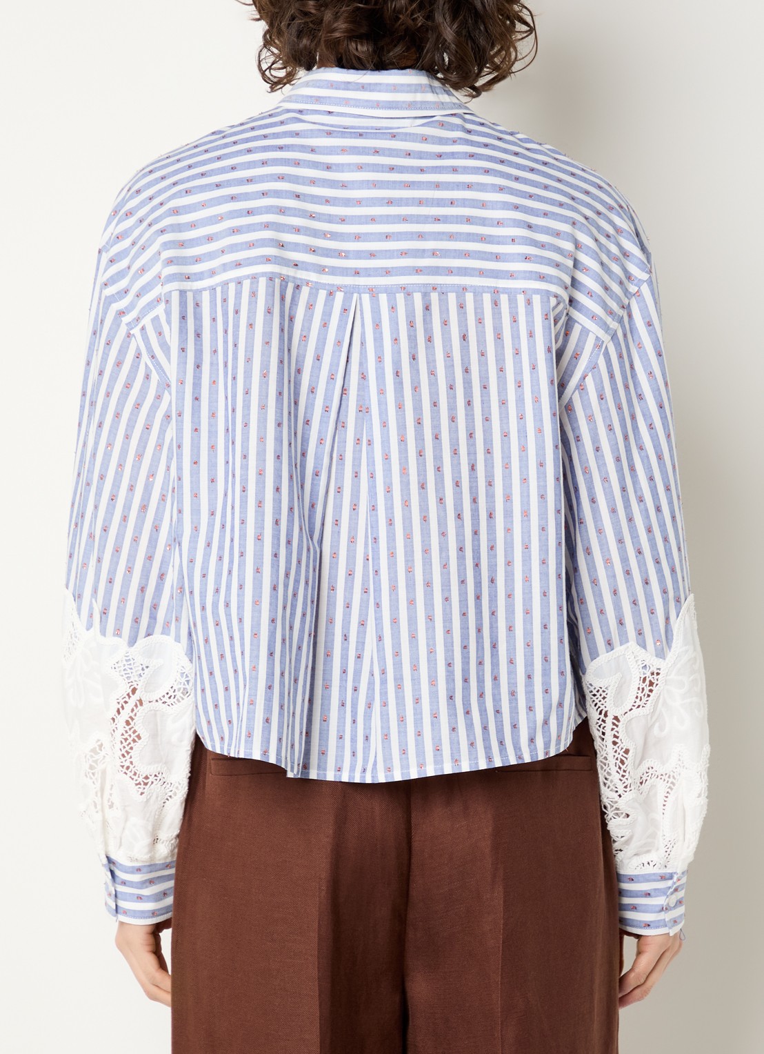 Beaumont Amal blouse met streepdessin - achterkant 4 lichtblauw