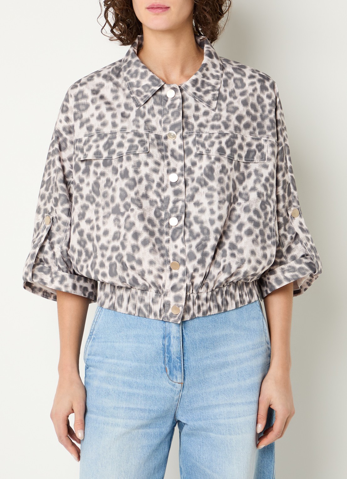 Beaumont Benjamin jack met panterprint en klepzakken - detail 4 grijs