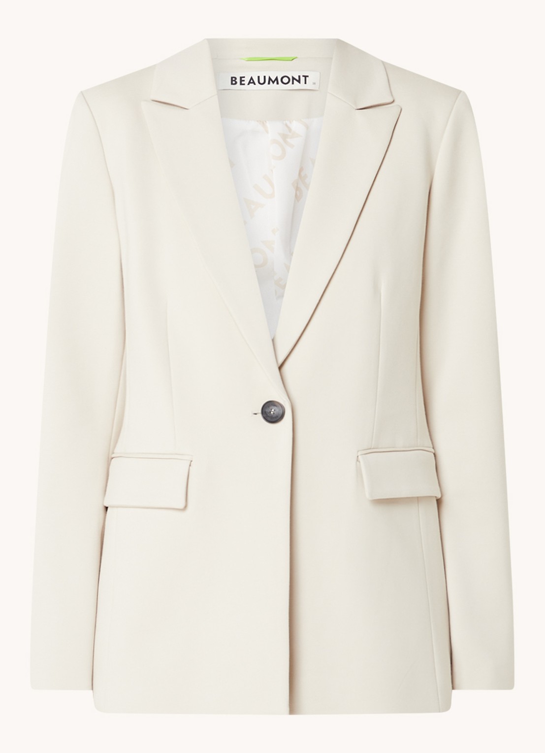 Beaumont Blazer van jersey met structuur en klepzakken - voorkant donkerbeige
