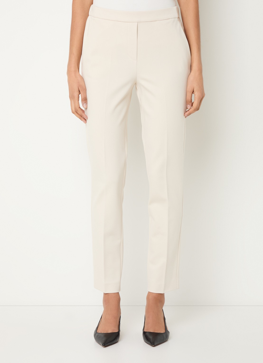 Beaumont Charlie mid waist tapered fit cropped pantalon met steekzakken - detail 4 creme