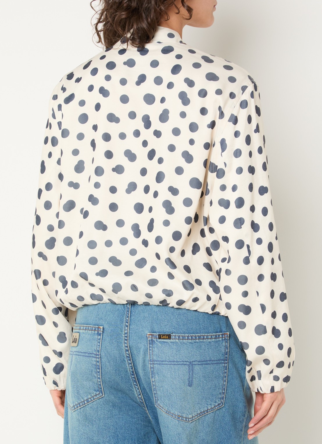 Beaumont Chica jack met stippenprint en steekzakken - achterkant blauw