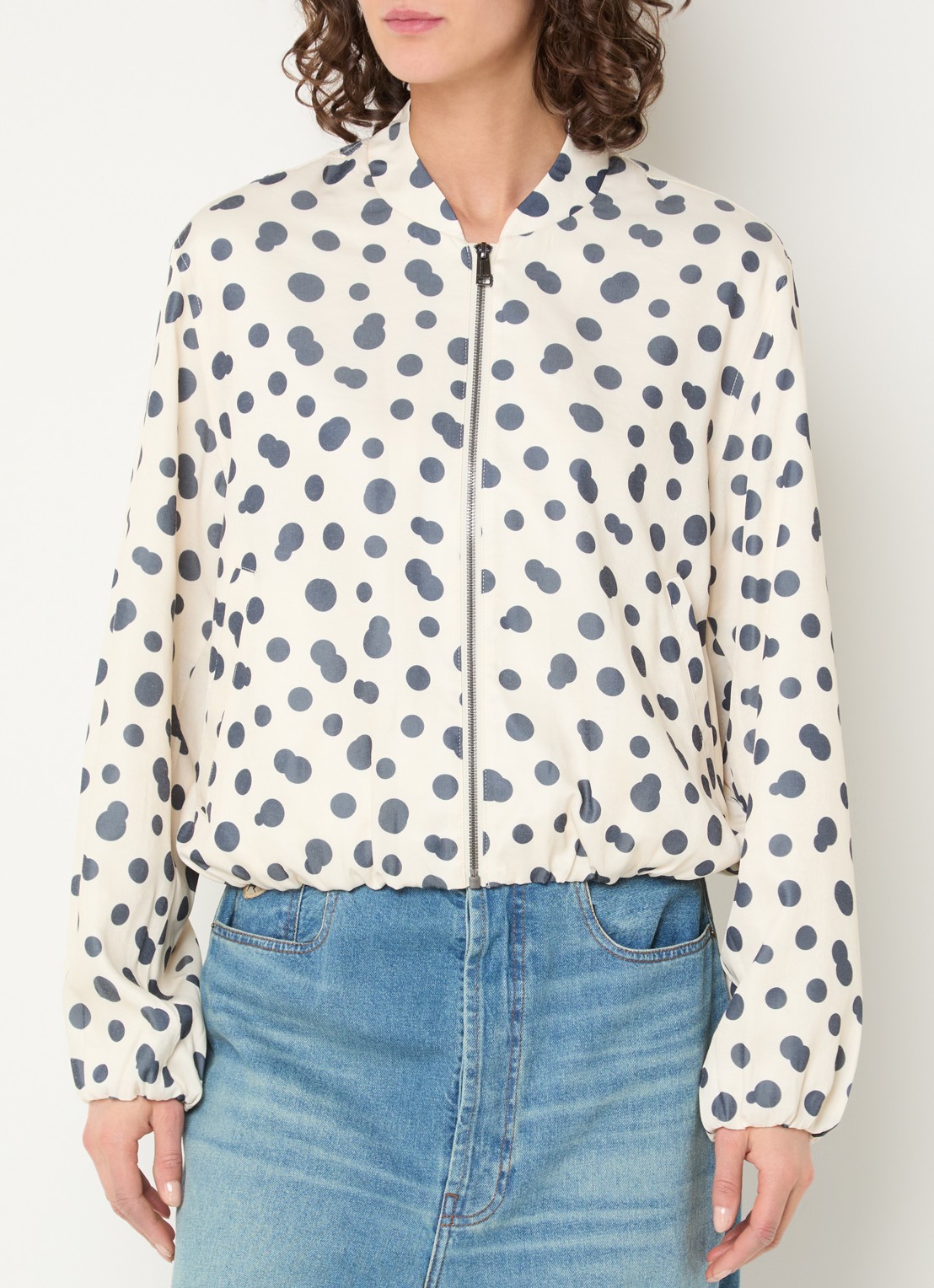 Beaumont Chica jack met stippenprint en steekzakken - detail 4 blauw