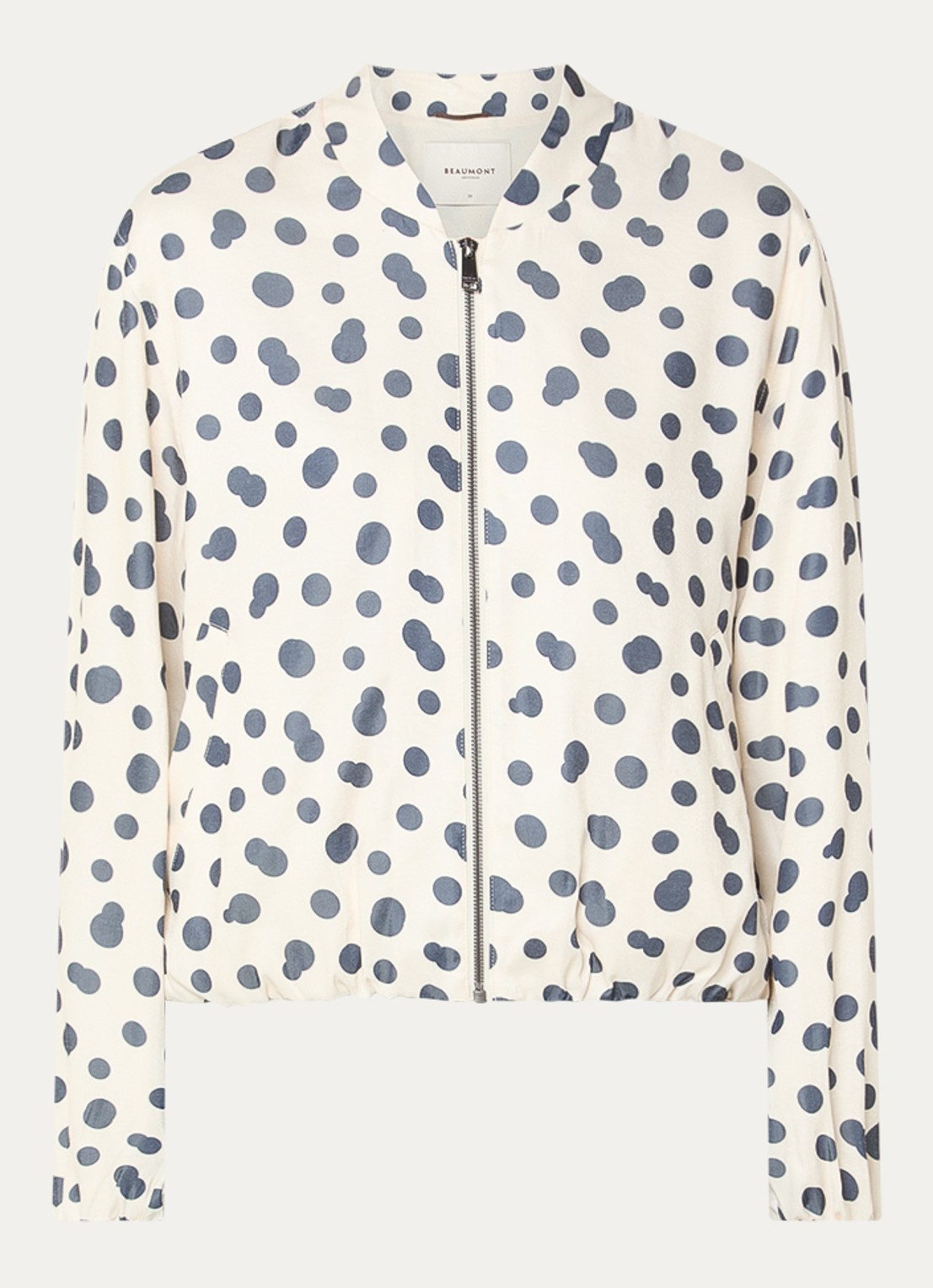 Beaumont Chica jack met stippenprint en steekzakken - voorkant 2 blauw