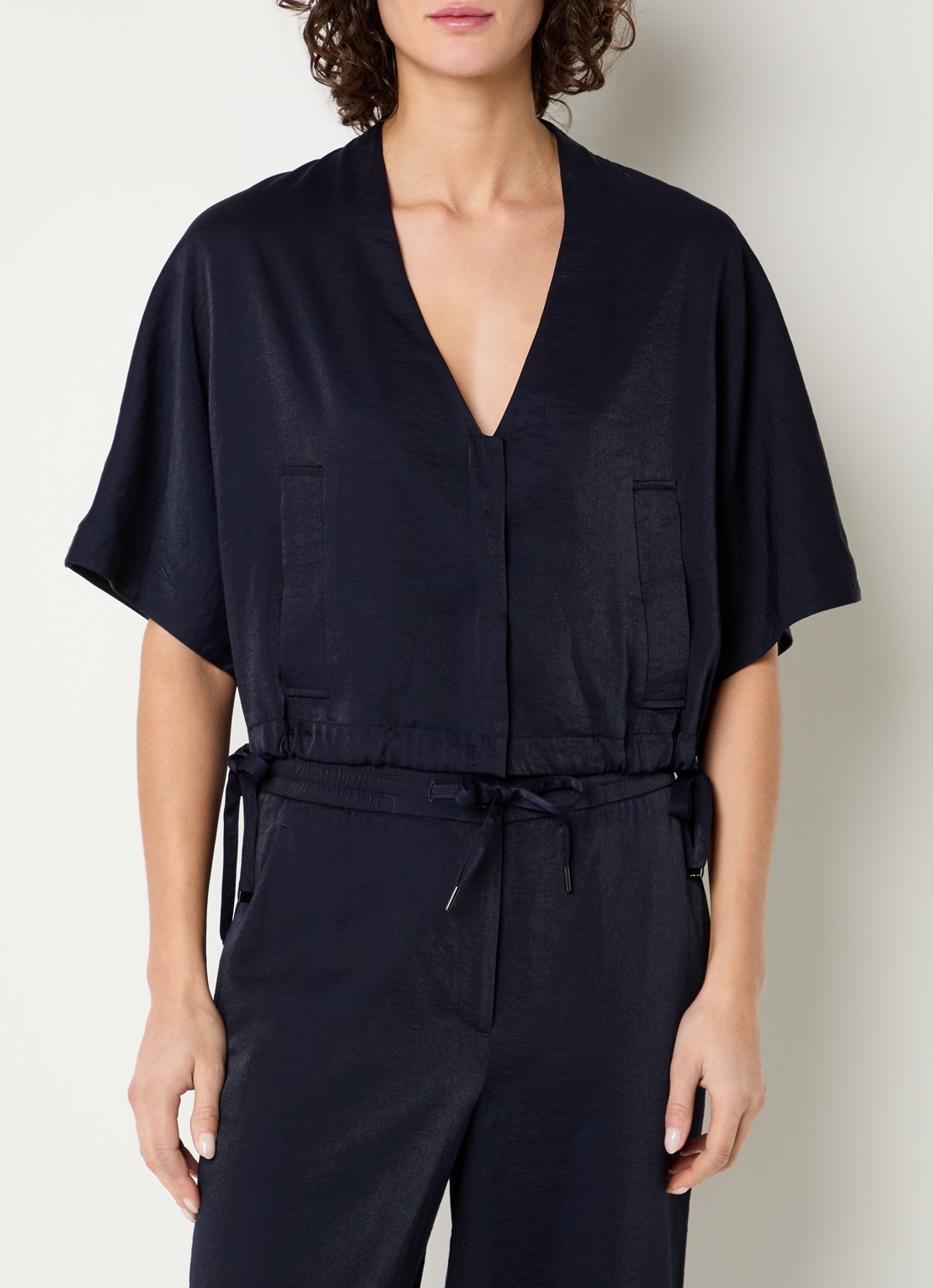 Beaumont Ciro crop top met trekkoord en steekzakken - detail 2 donkerblauw