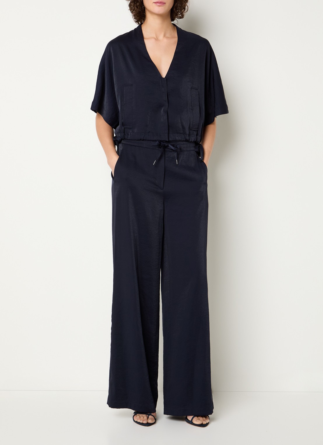 Beaumont Ciro crop top met trekkoord en steekzakken - voorkant 4 donkerblauw