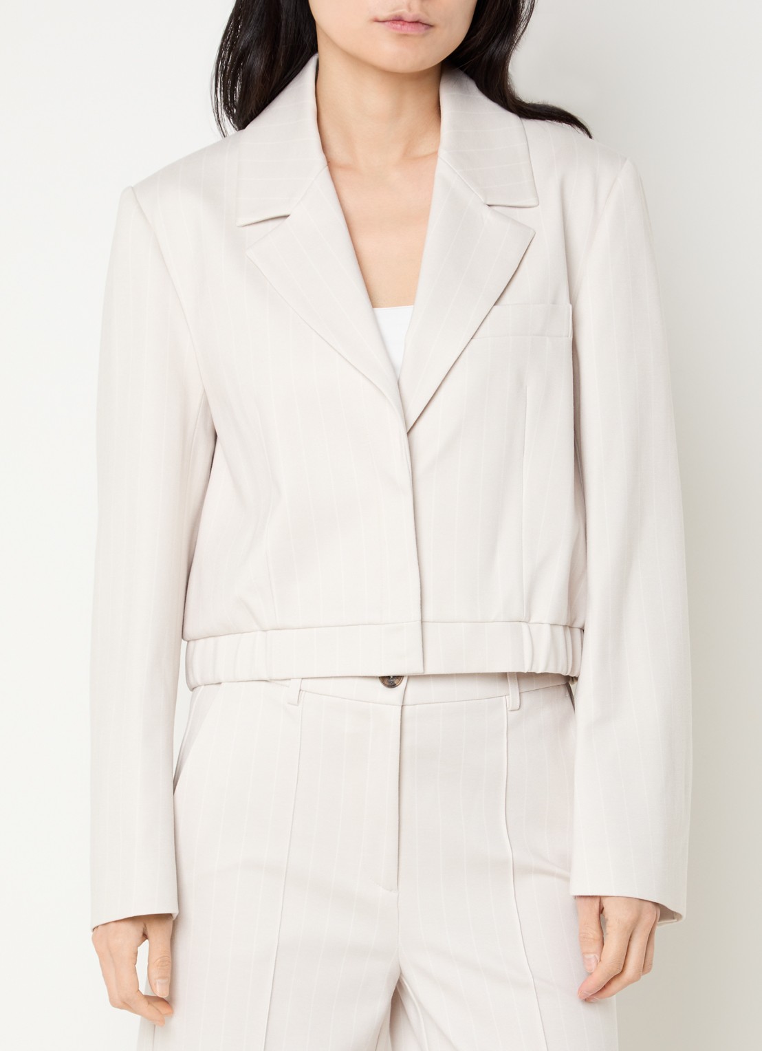 Beaumont dagmar cropped blazer met streepprint - detail 4 creme