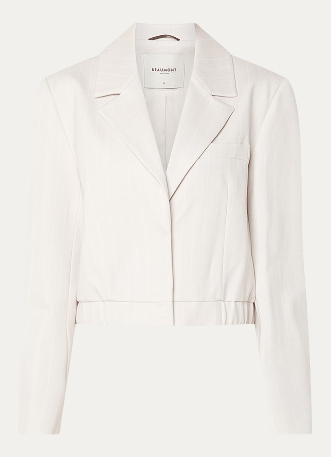 Beaumont dagmar cropped blazer met streepprint - voorkant creme