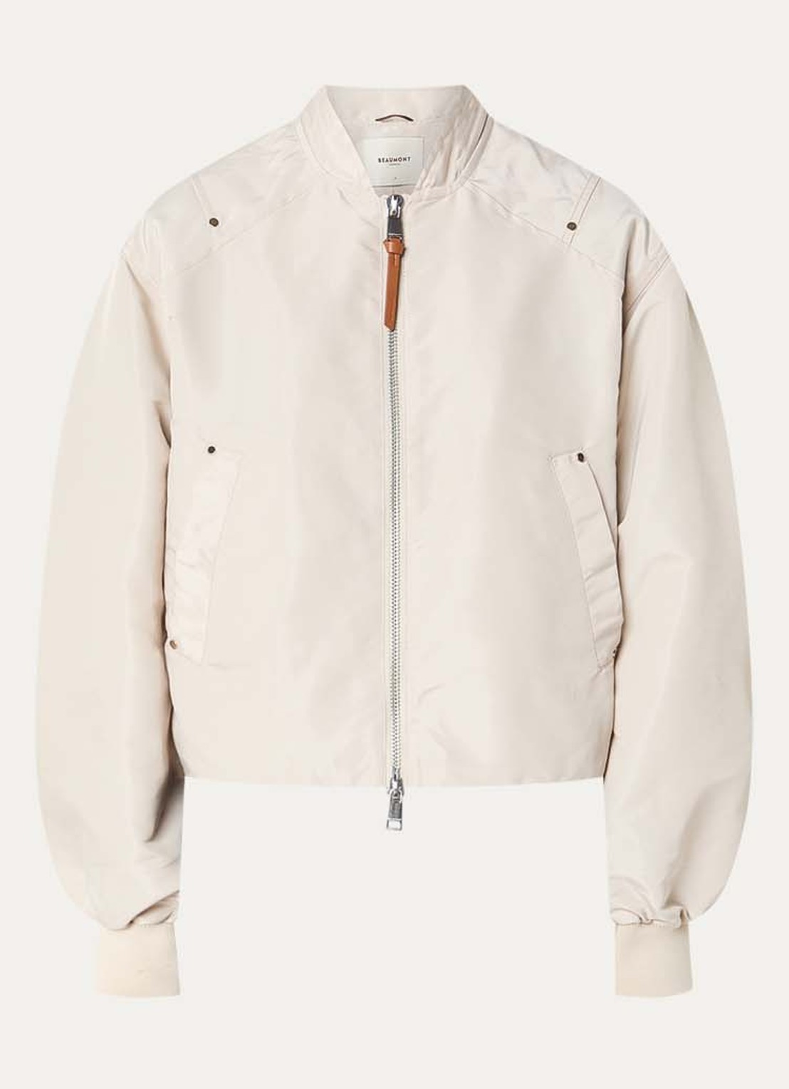 Beaumont Danique bomberjack met steekzakken en glanzende finish - voorkant 3 beige