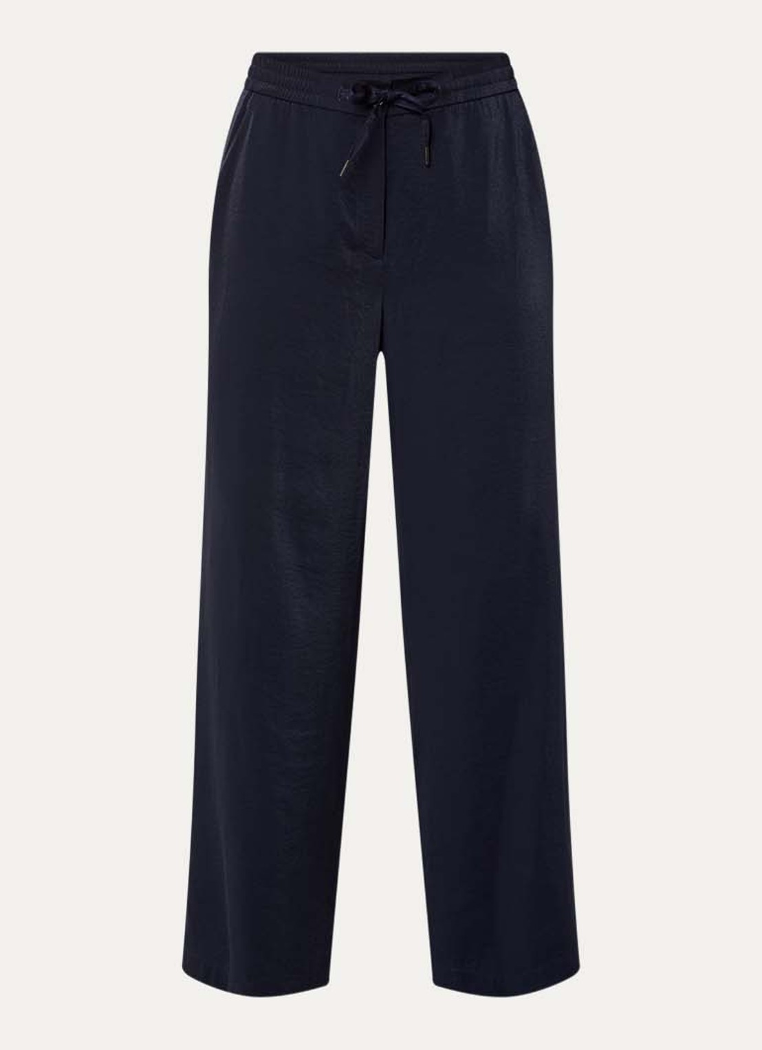 Beaumont Deezy high waist wide fit broek met elastische band - voorkant 2 donkerblauw