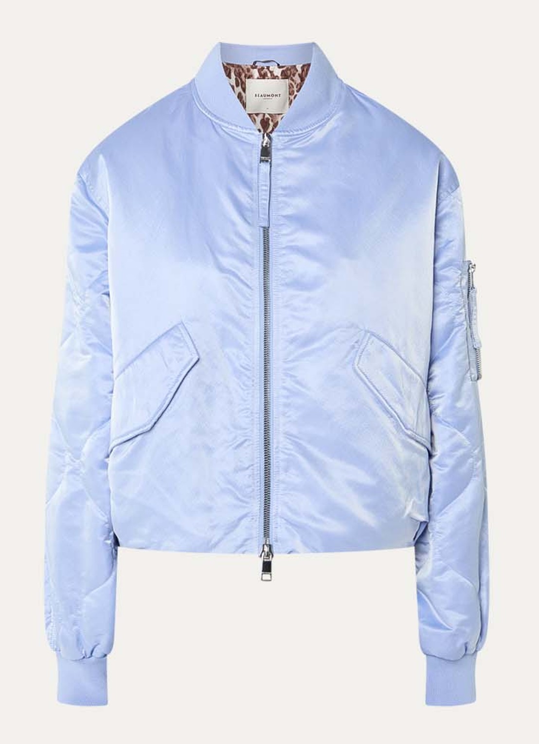 Beaumont Hady bomberjack met klepzakken en glanzende finish - voorkant blauw