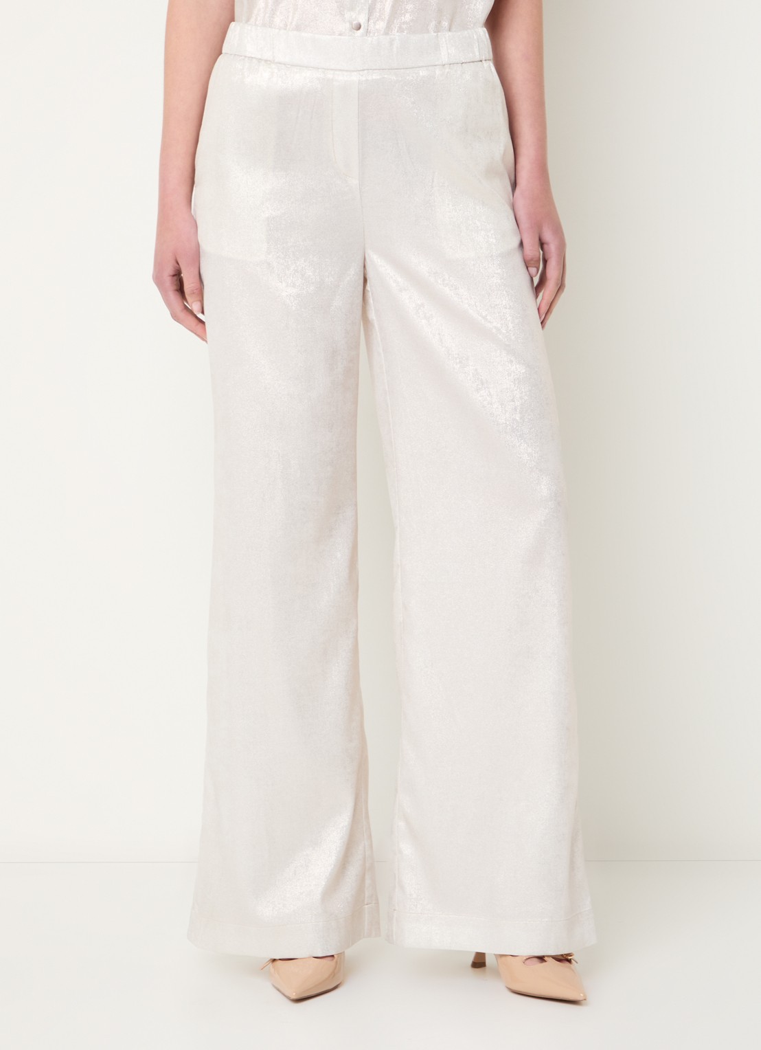 Beaumont Harry high waist wide fit pantalon met metallic finish - detail 4 zilver