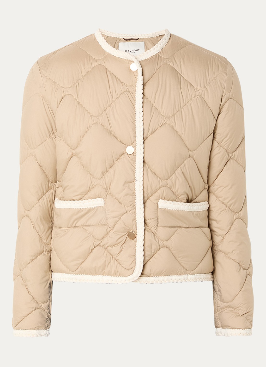 Beaumont Heidi gewatteerd jack met quilt patroon - voorkant donkerbeige