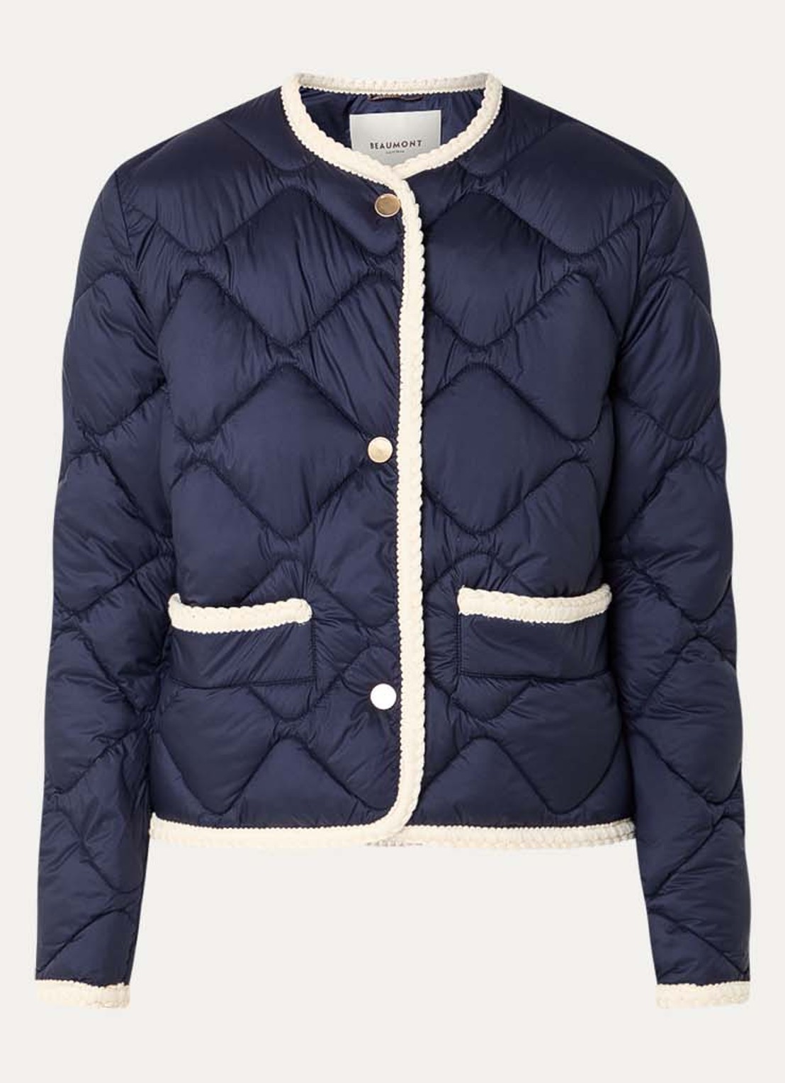 Beaumont Heidi gewatteerd jack met quilt patroon - voorkant donkerblauw