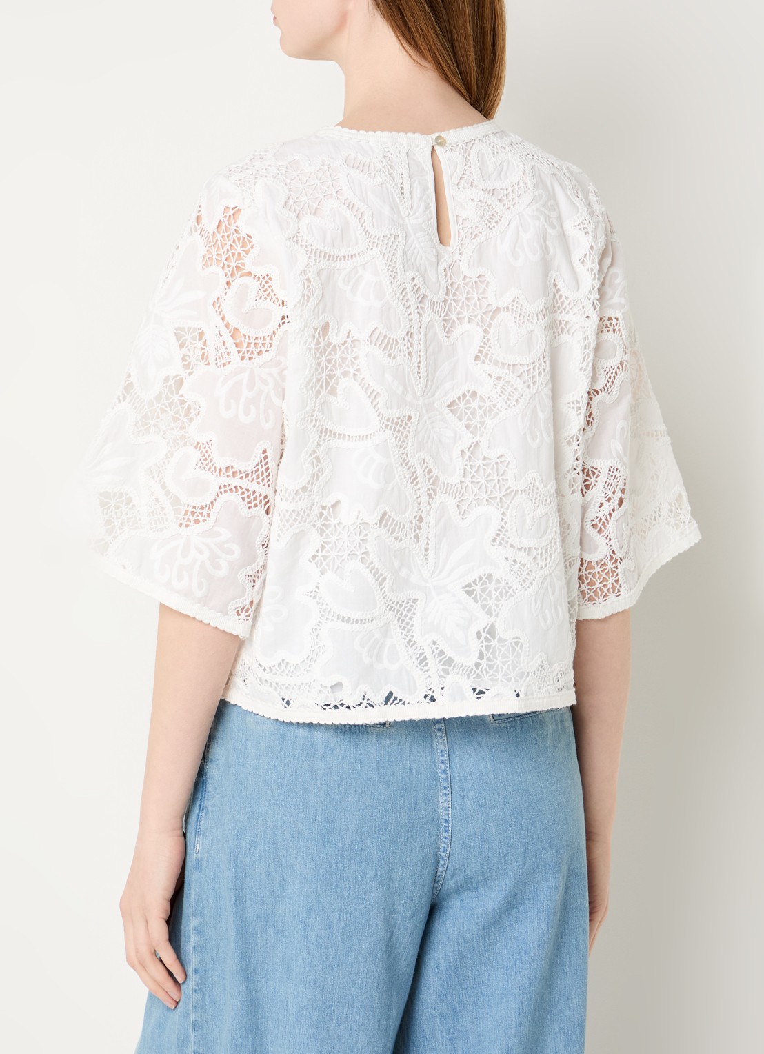 Beaumont Larisa tuniek met broderie - achterkant 4 gebroken wit