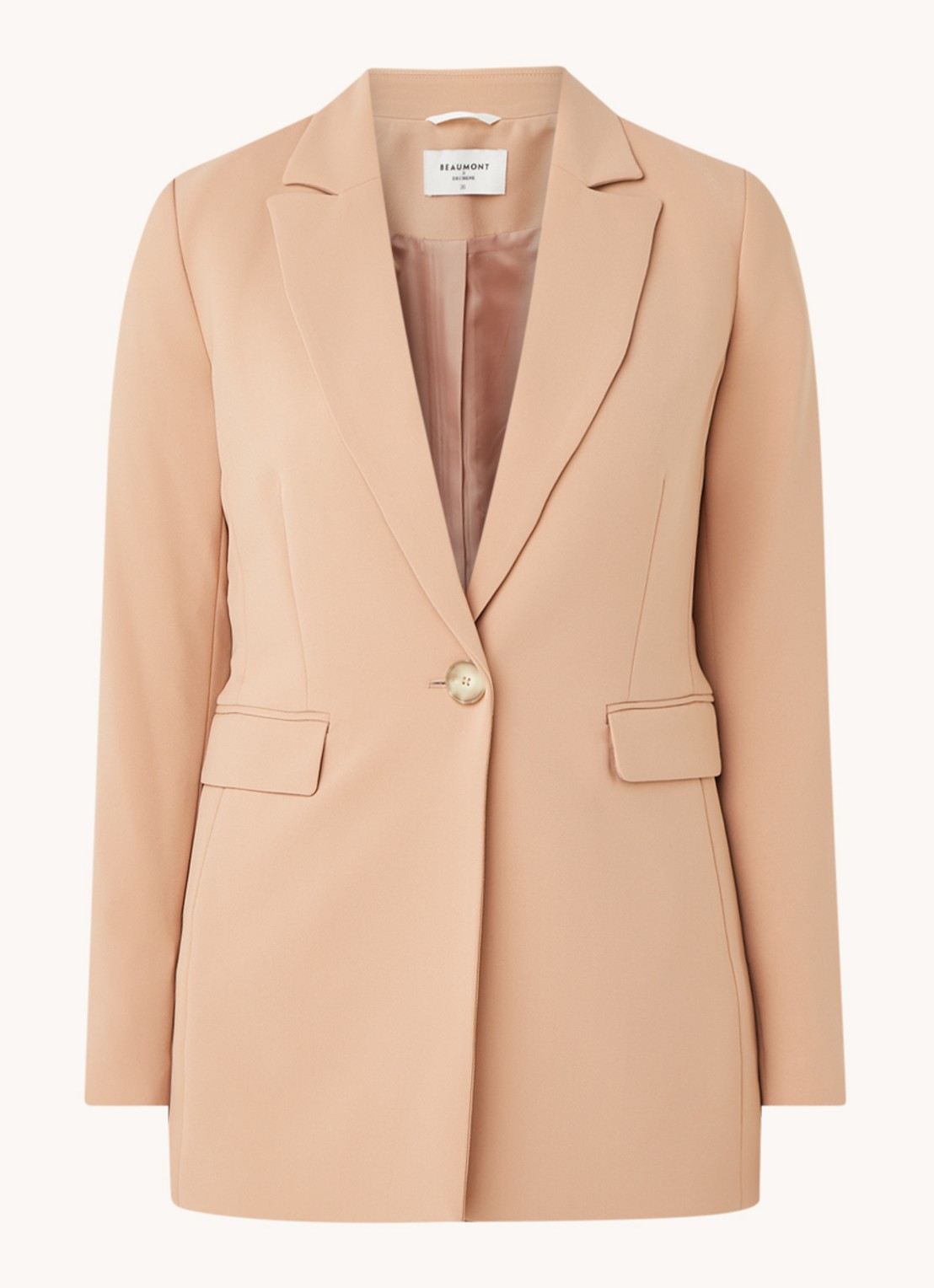 Beaumont Longline blazer met klepzakken - voorkant 3 camel