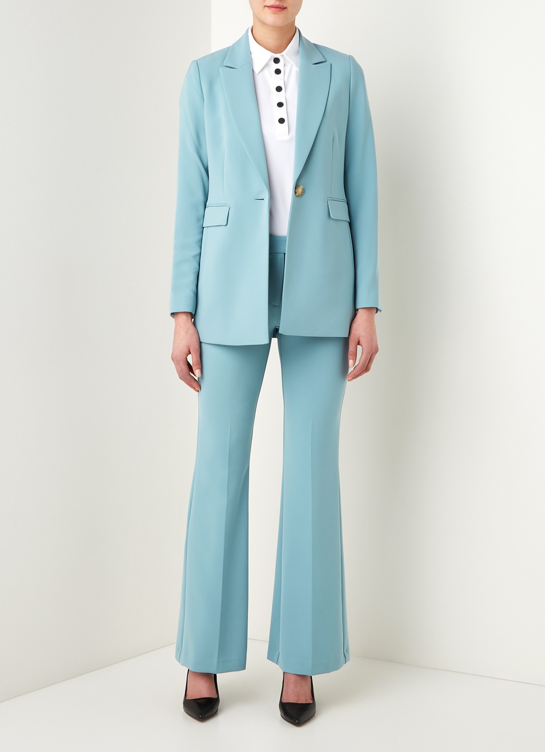 Beaumont Longline blazer met klepzakken - voorkant 3 mint