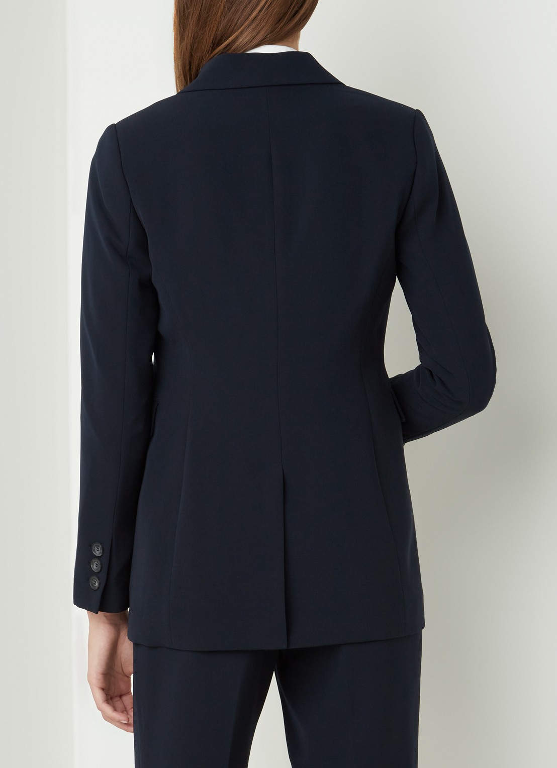 Beaumont Longline blazer van crêpe met klepzakken - achterkant 4 donkerblauw