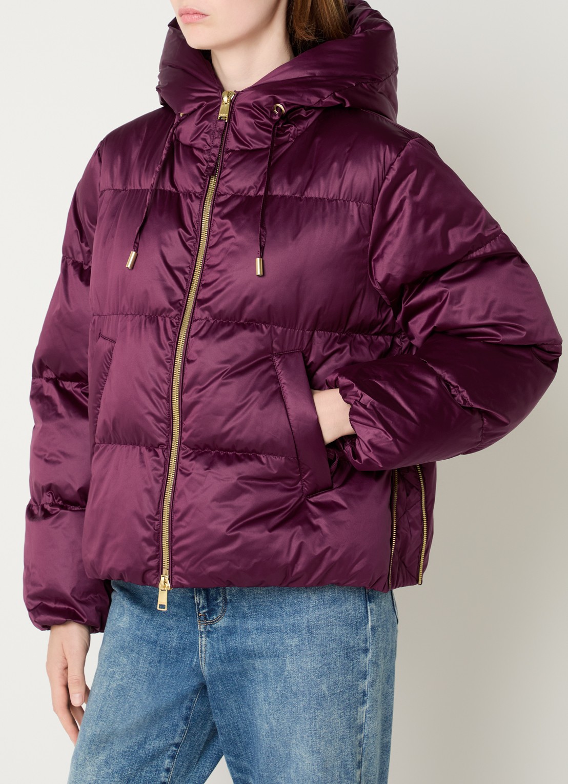Beaumont Marian puffer jack met ritszakken - detail 4 aubergine