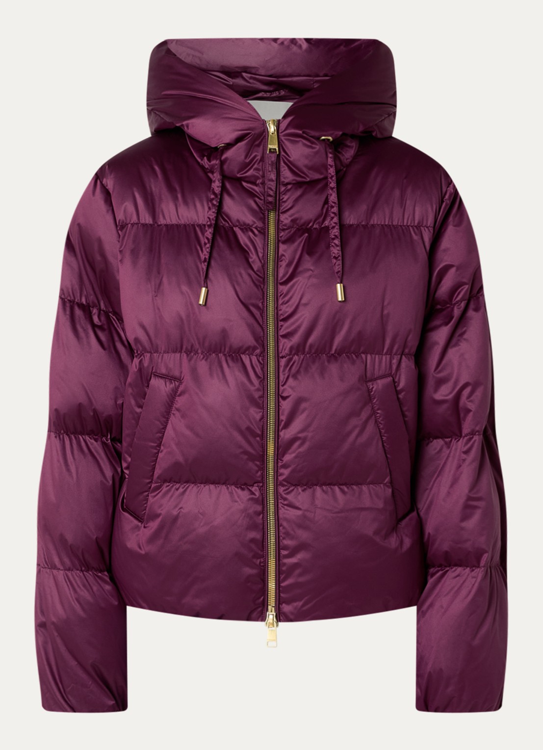 Beaumont Marian puffer jack met ritszakken - voorkant 2 aubergine