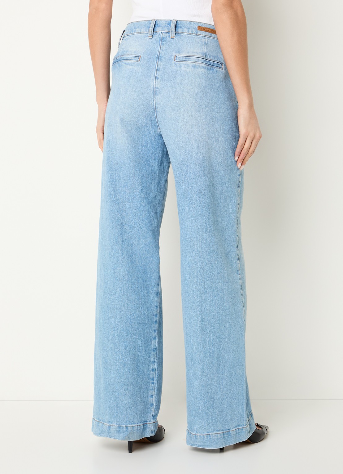Beaumont Maxime high waist wide leg jeans met lichte wassing - achterkant 4 indigo