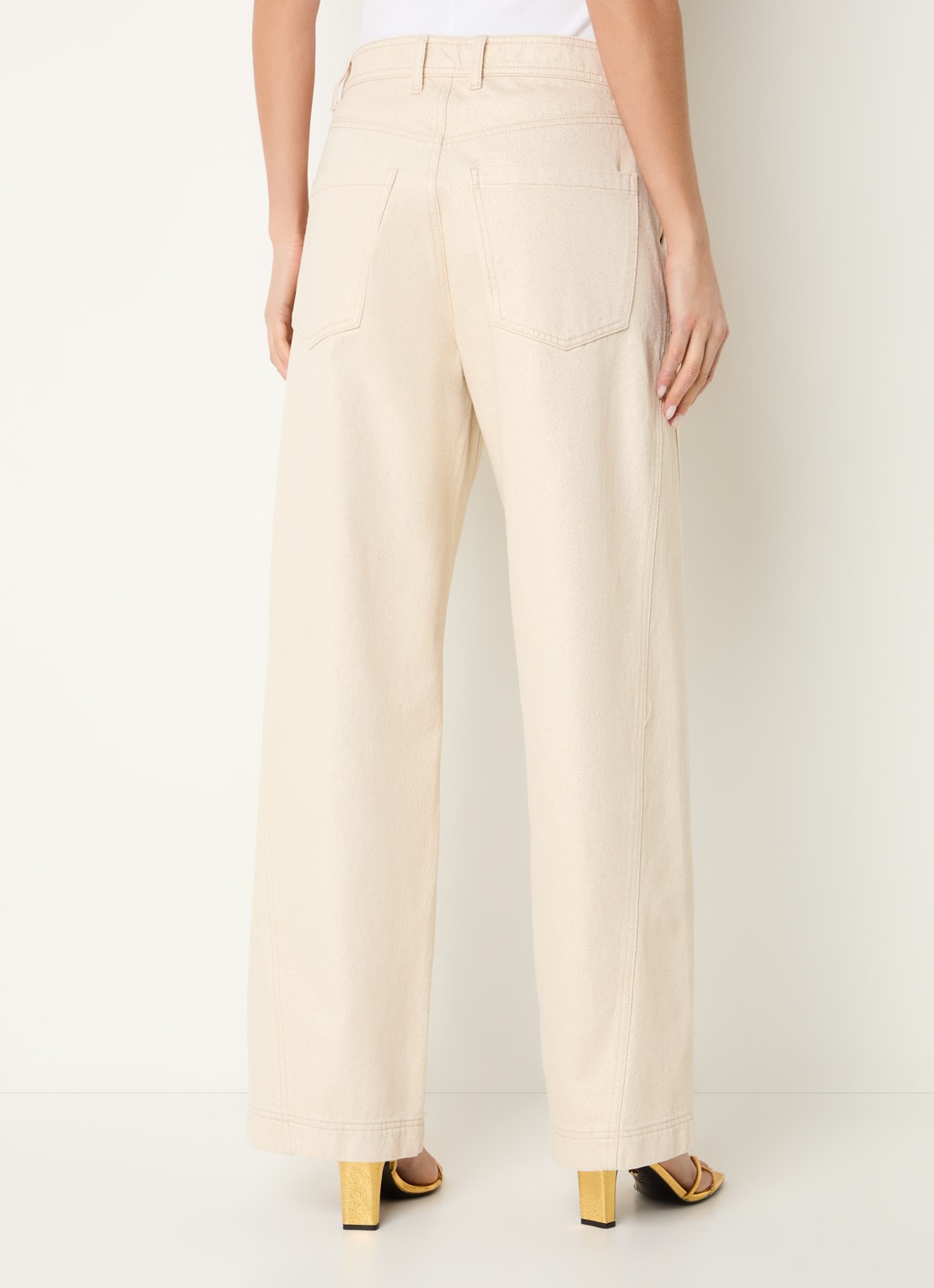 Beaumont Milly high waist wide leg jeans met lurex - achterkant 2 goud