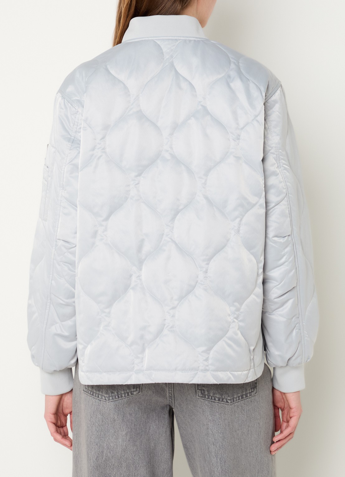 Beaumont Moony gewatteerd bomberjack met quilt patroon en steekzakken - achterkant 4 blauwgrijs