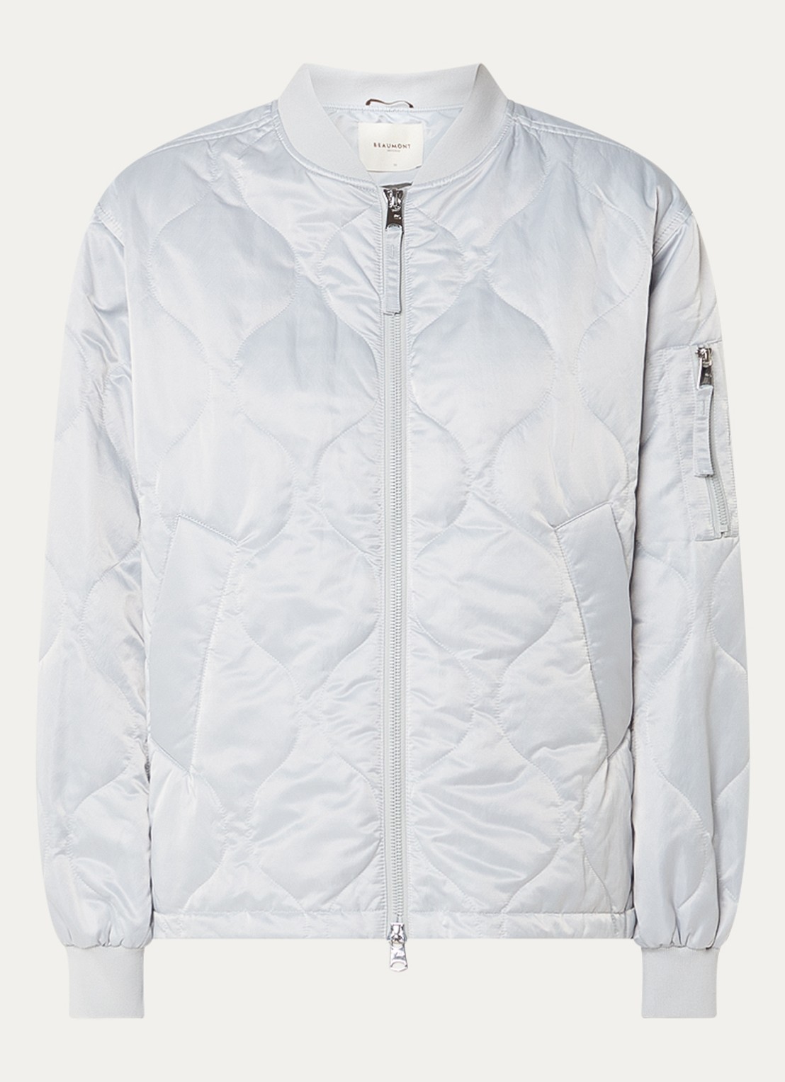 Beaumont Moony gewatteerd bomberjack met quilt patroon en steekzakken - voorkant 2 blauwgrijs