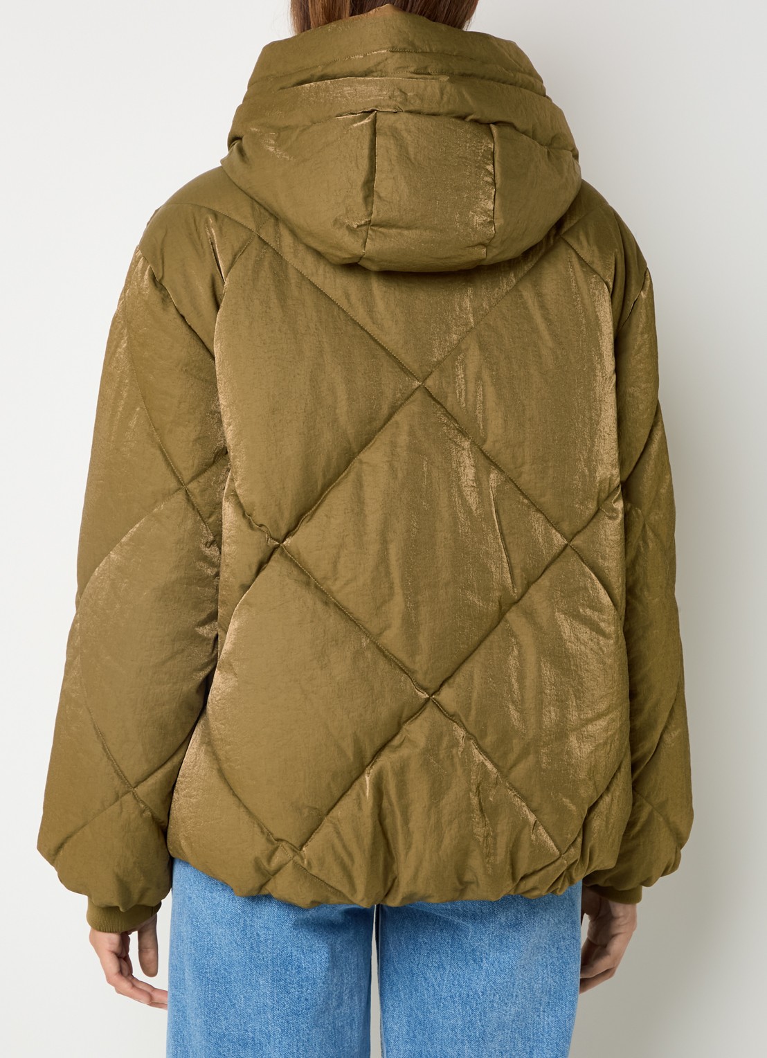 Beaumont Nowy puffer jack met capuchon en glanzende finish  - achterkant 4 goud