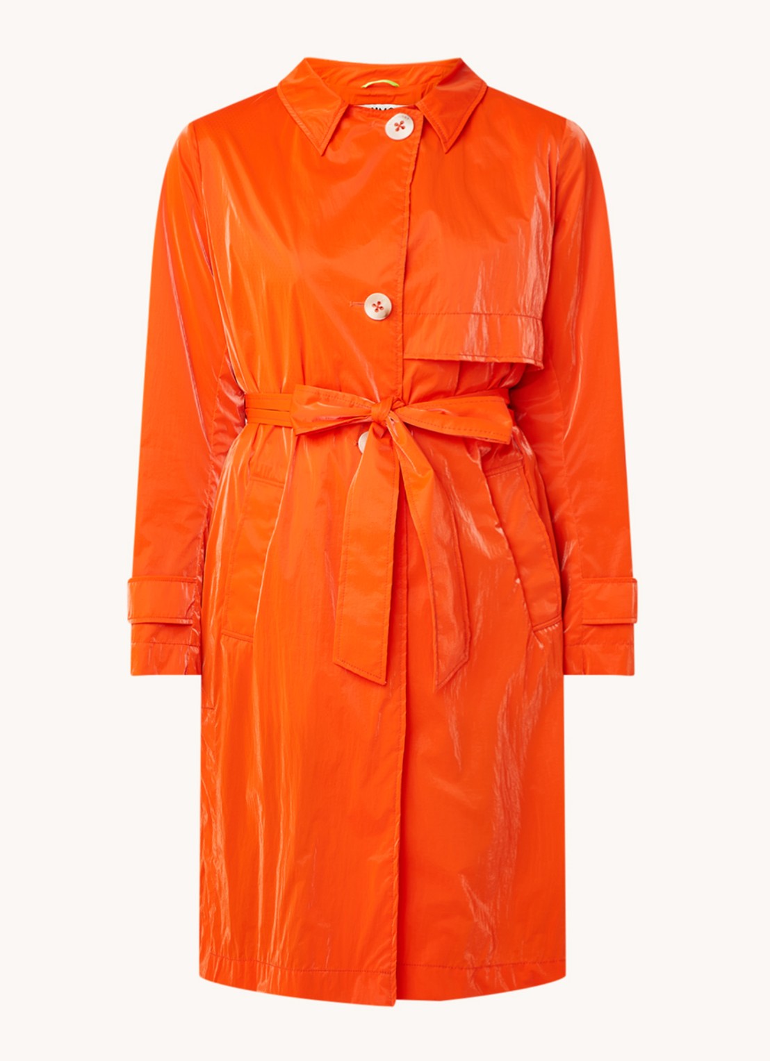 Beaumont Trenchcoat met strikceintuur en steekzakken - voorkant 3 orange