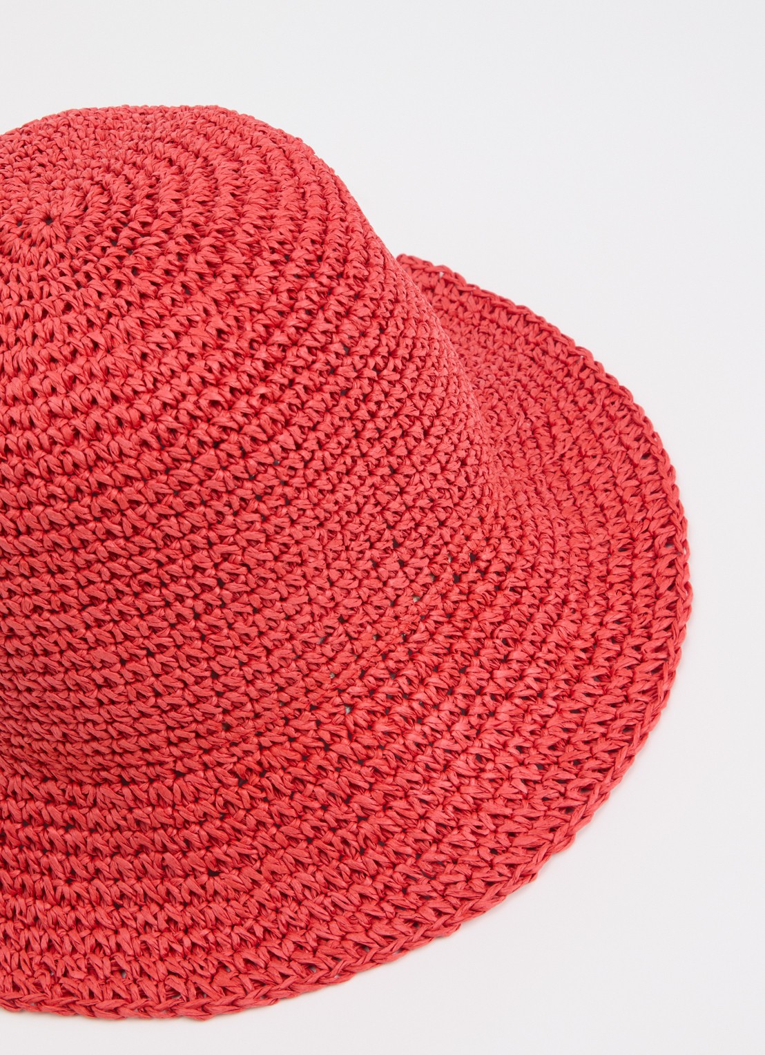 Becksöndergaard Bucket hoed van papier - detail oranjerood