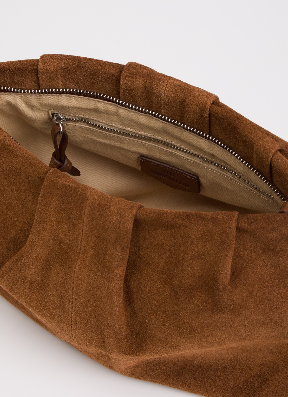 Becksöndergaard Clutch van suède met plooidetail - detail 2 roestbruin