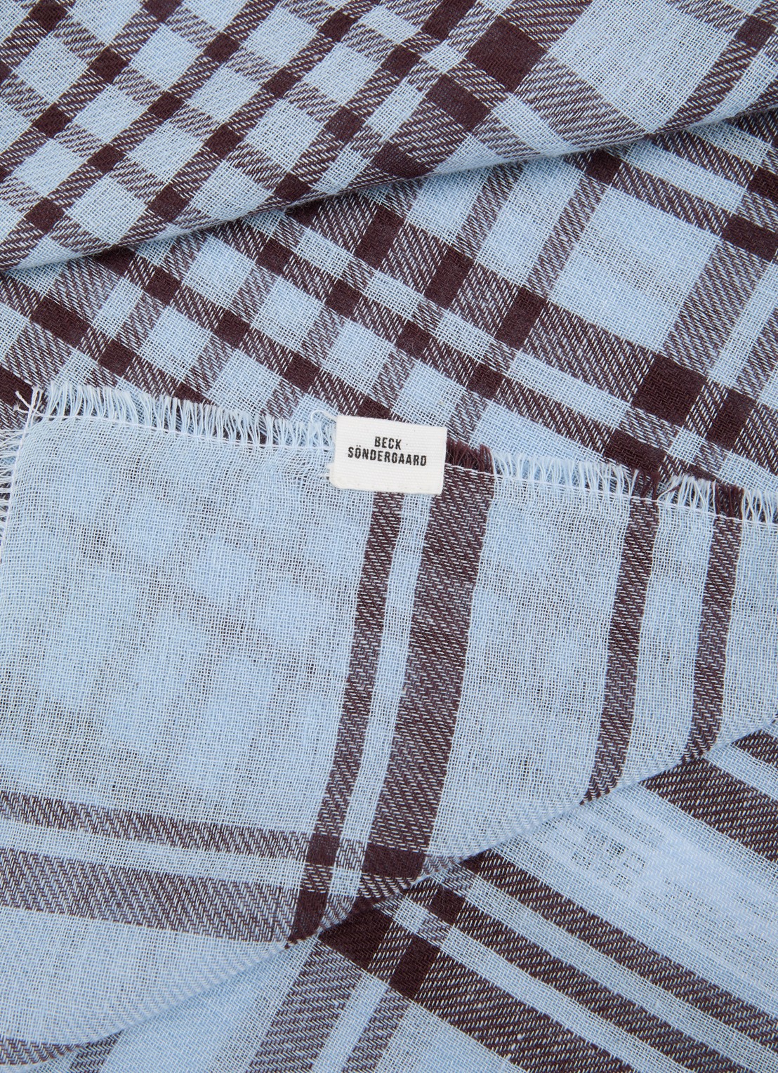 Becksöndergaard Cowea sjaal met ruitdessin 55 x 55 cm - detail 2 blauw