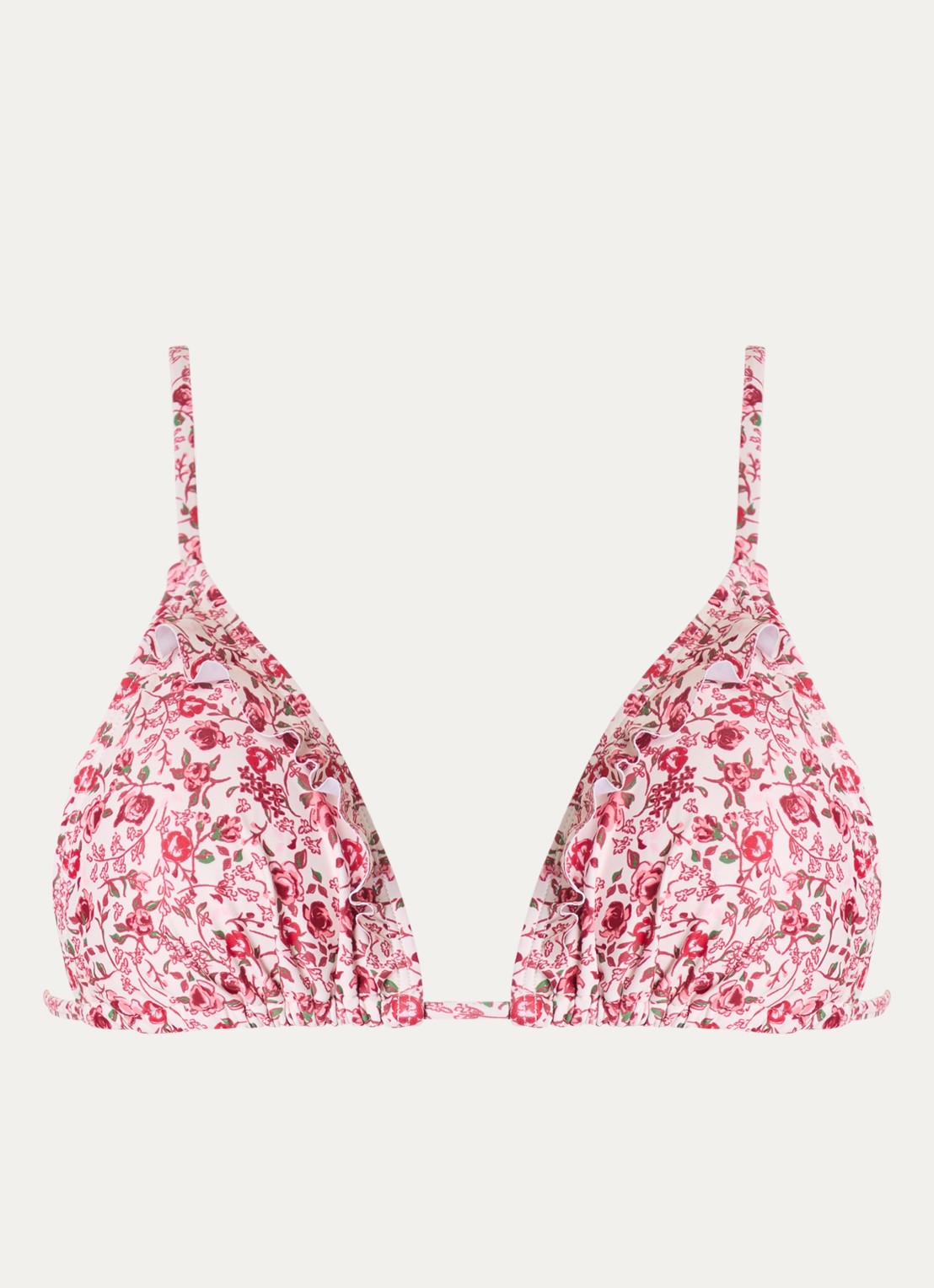 Becksöndergaard Fleuriella Bella triangel bikinitop met bloemenprint - voorkant rood